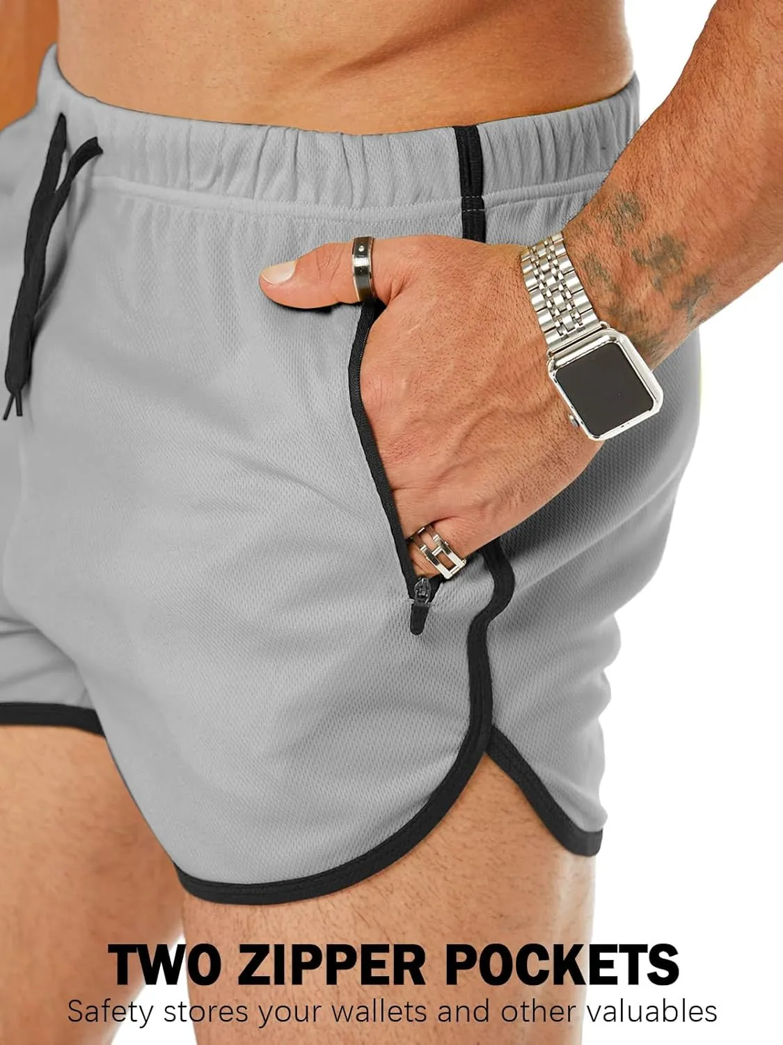 Men's Running Shorts 3" Quick Dry Lighweight Gym Workout Shorts with Zipper Pockets Athletic Jogging Shorts