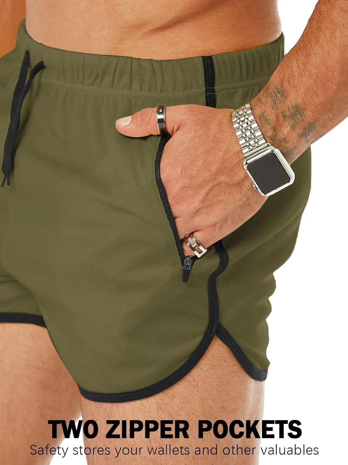 Men's Running Shorts 3" Quick Dry Lighweight Gym Workout Shorts with Zipper Pockets Athletic Jogging Shorts