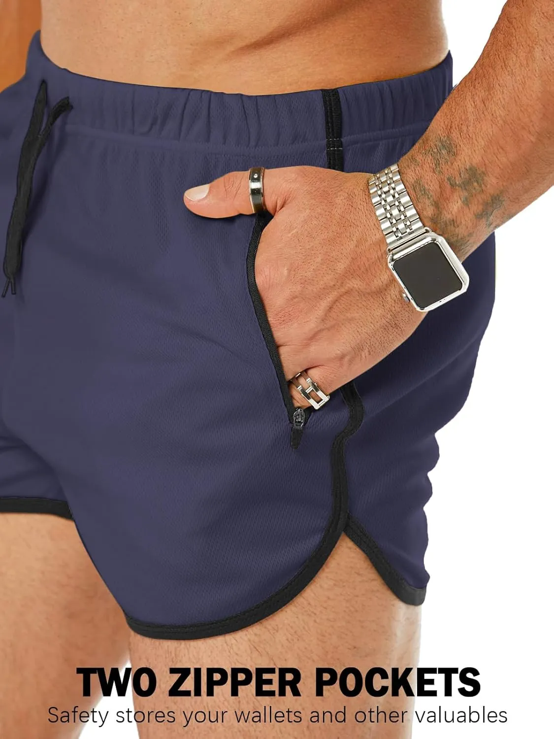 Men's Running Shorts 3" Quick Dry Lighweight Gym Workout Shorts with Zipper Pockets Athletic Jogging Shorts