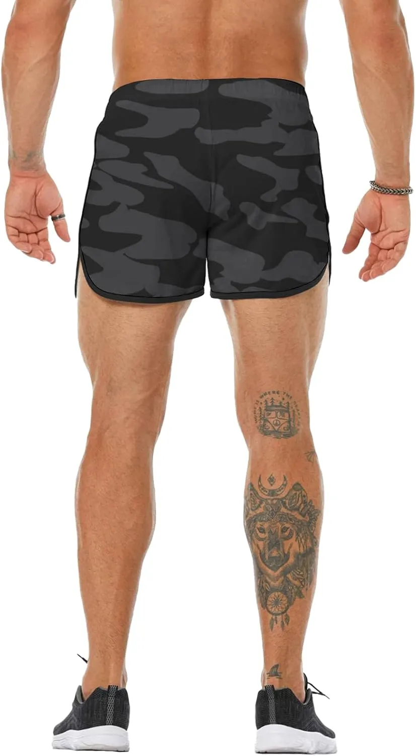 Men's Running Shorts 3" Quick Dry Lighweight Gym Workout Shorts with Zipper Pockets Athletic Jogging Shorts