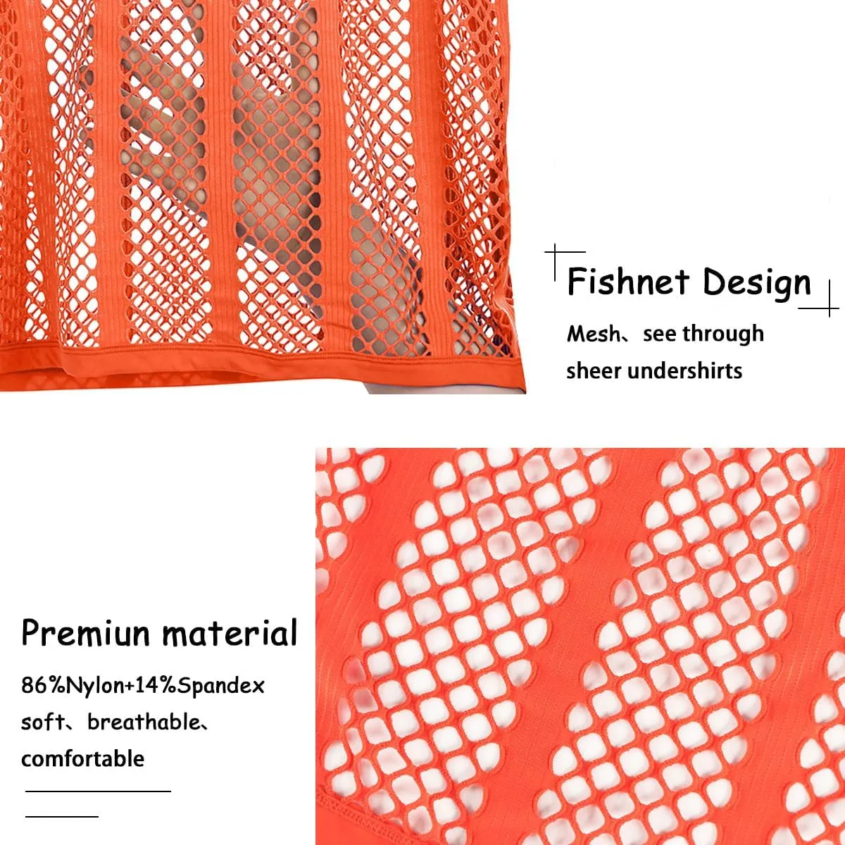 Men's Sexy See Through Fishnet Hoodies Short Sleeve T-Shirt Sheer Mesh Pullover