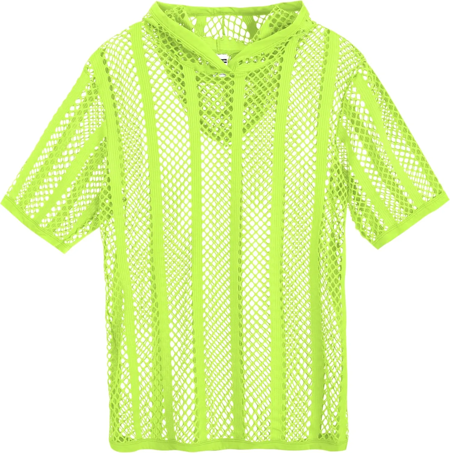 Men's Sexy See Through Fishnet Hoodies Short Sleeve T-Shirt Sheer Mesh Pullover