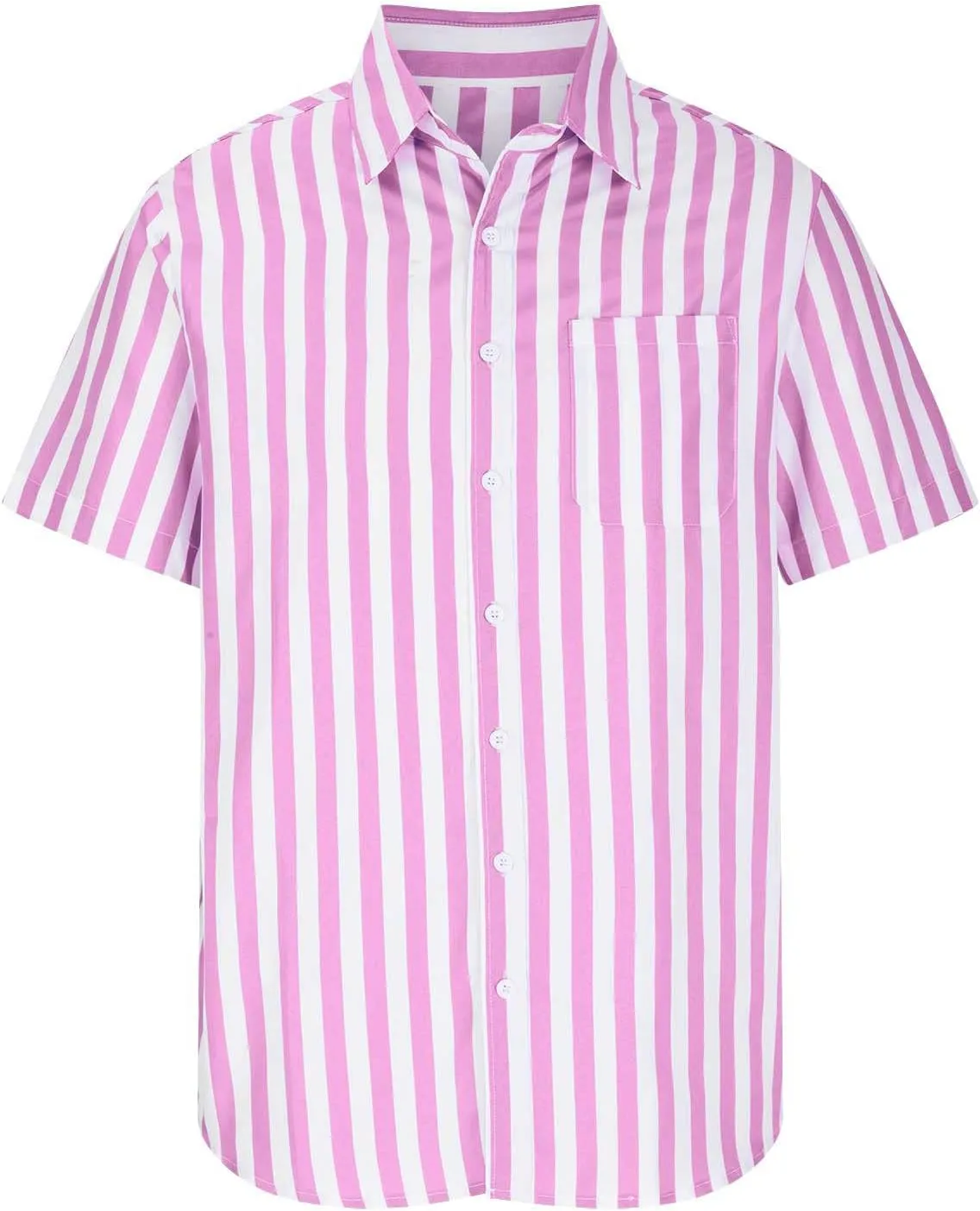 Mens Shirts 2023 Casual Stylish Button Down Striped Chambray Collar Beach Shirts Summer Short Sleeve Dress Shirts