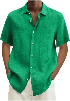 Mens Short Sleeve Button Down Shirts Summer Casual Shirts