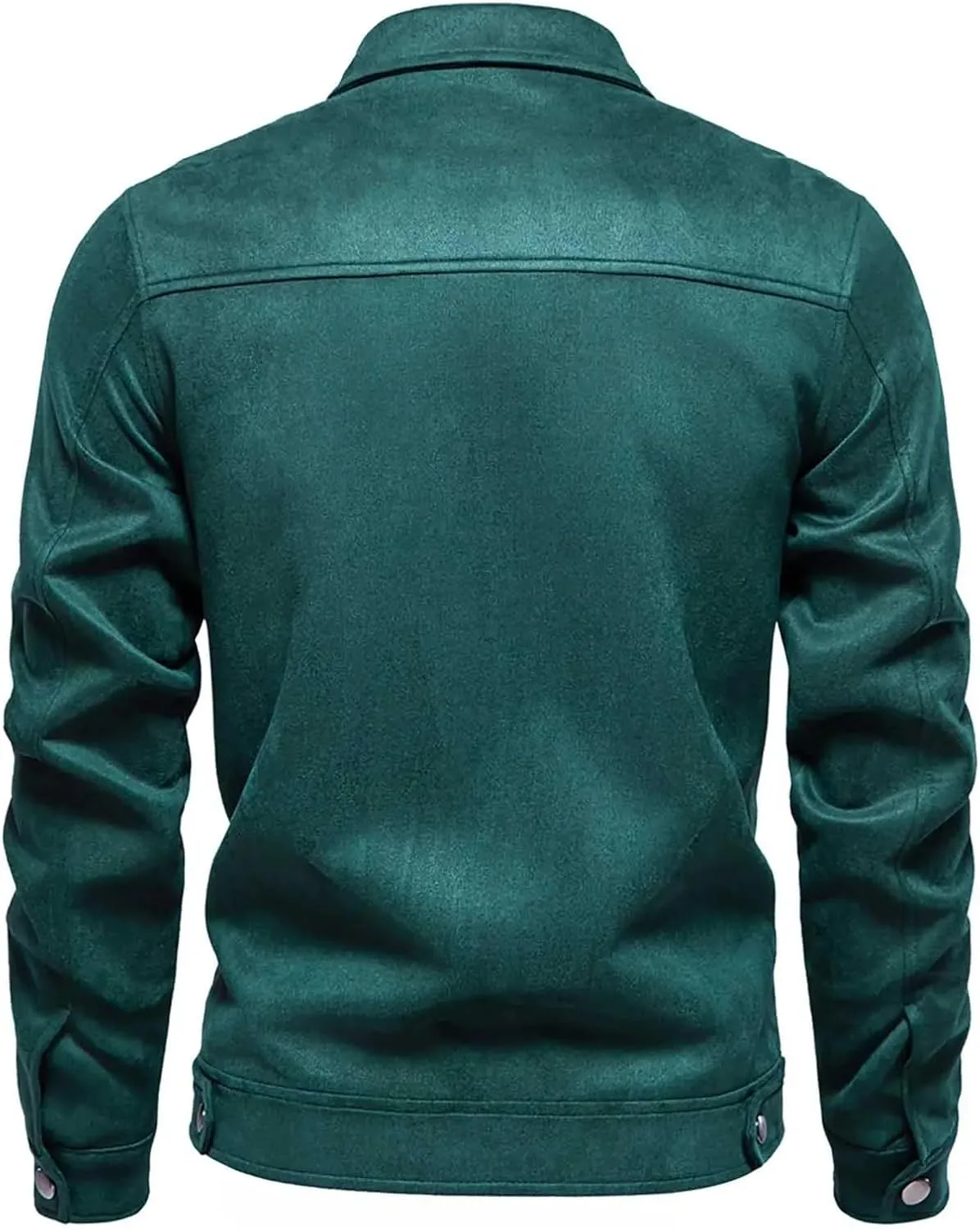 Men's Suede Jacket Spring Fall Full Zip Up Jackets Vintage Faux Leather Coat Outwear with Zipper Pockets for Business