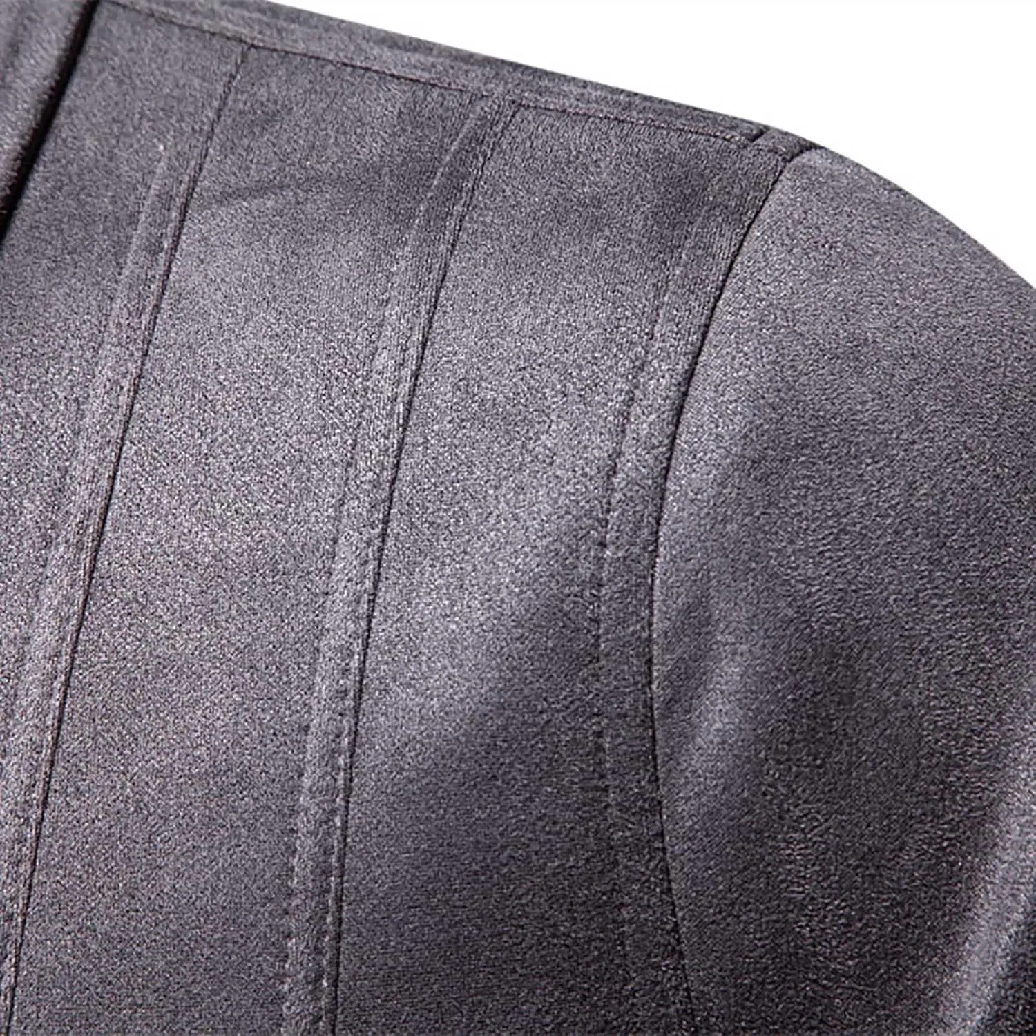 Men's Suede Jacket Spring Fall Full Zip Up Jackets Vintage Faux Leather Coat Outwear with Zipper Pockets for Business