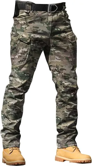 Mens Tactical Cargo Pants Mens Casual Pants Elastic Waist Restaurant Pants for Mens Lounge Sweatpants Camp Pants