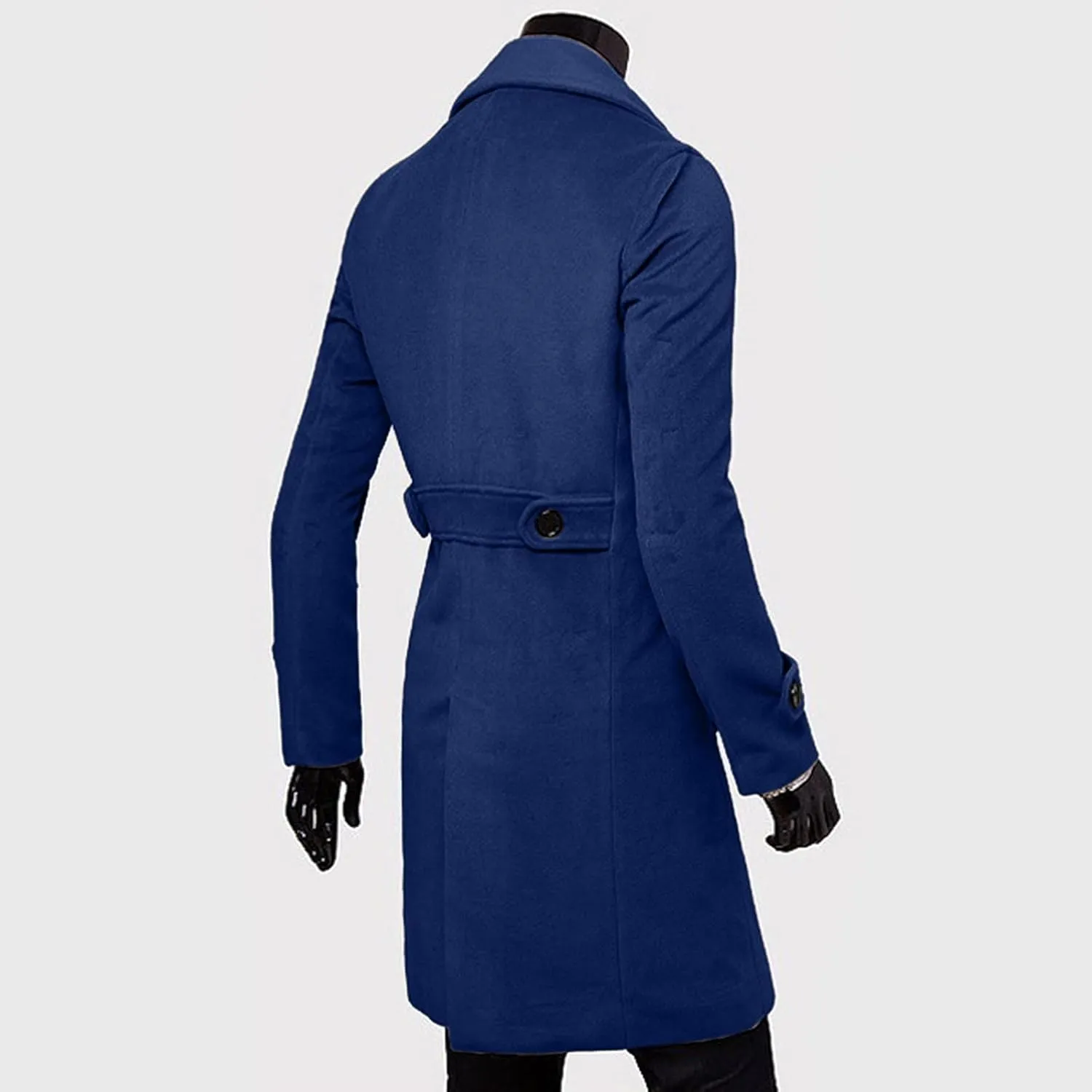 Men's Trench Coat Slim fit Double Breasted Notch Lapel Windbreaker Long Jacket Casual Winter Overcoat Pea Coat