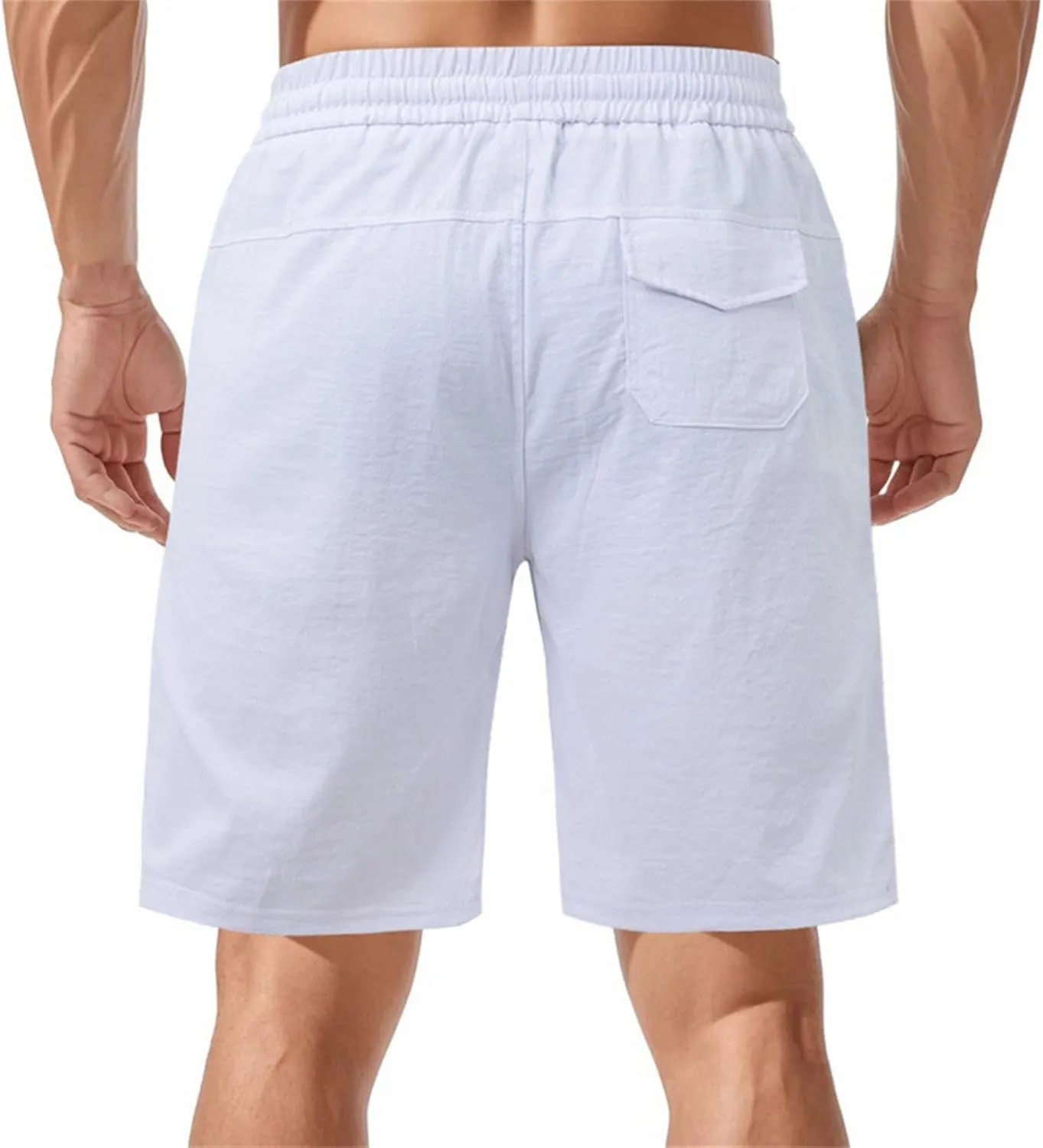 Men's Twill Beach Shorts Elastic Drawstring Thin Shorts Relaxed Fit Solid Color Pants Summer Breathable Casual Pants