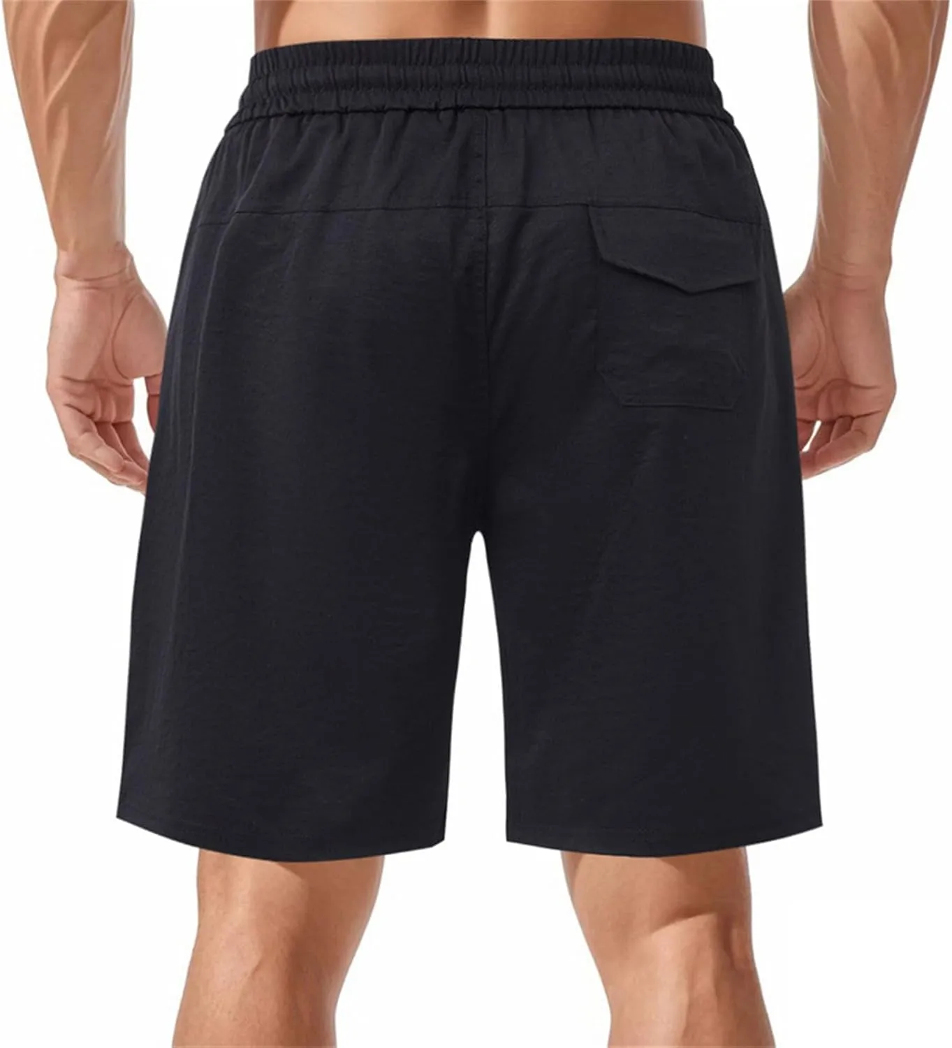 Men's Twill Beach Shorts Elastic Drawstring Thin Shorts Relaxed Fit Solid Color Pants Summer Breathable Casual Pants