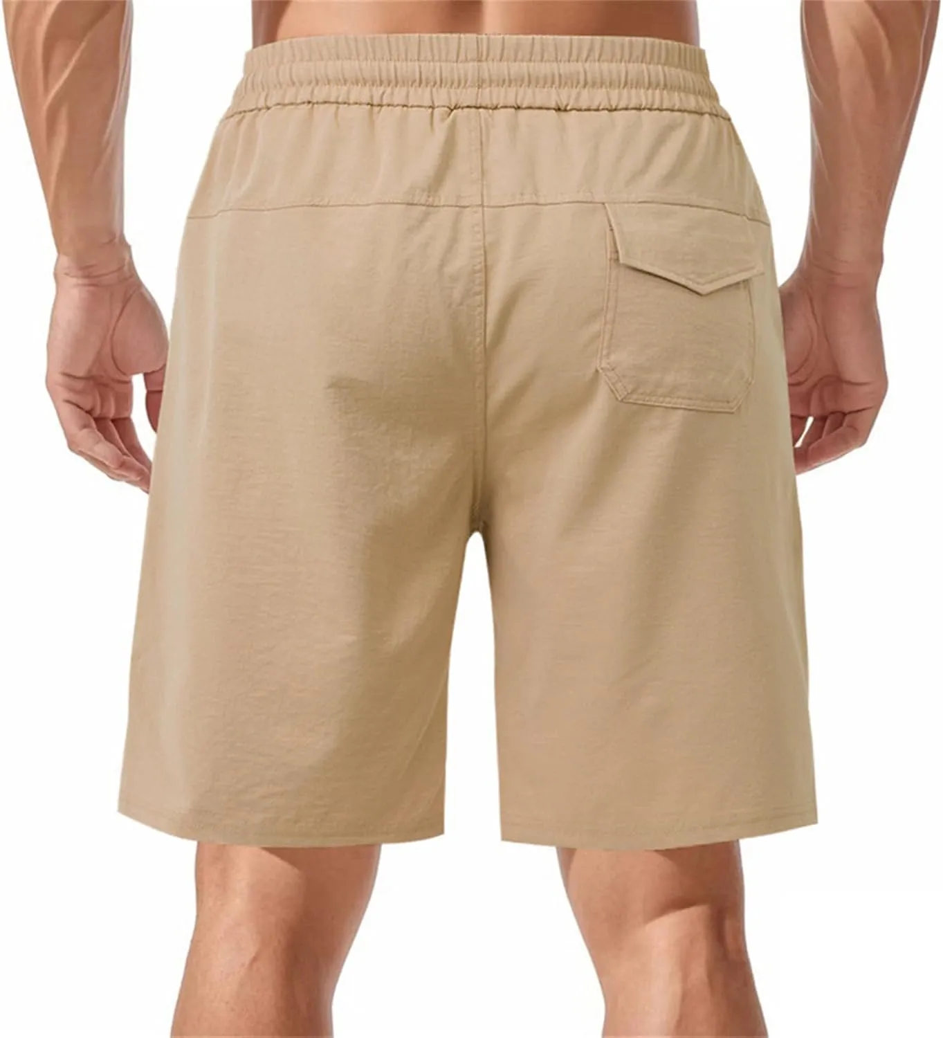 Men's Twill Beach Shorts Elastic Drawstring Thin Shorts Relaxed Fit Solid Color Pants Summer Breathable Casual Pants