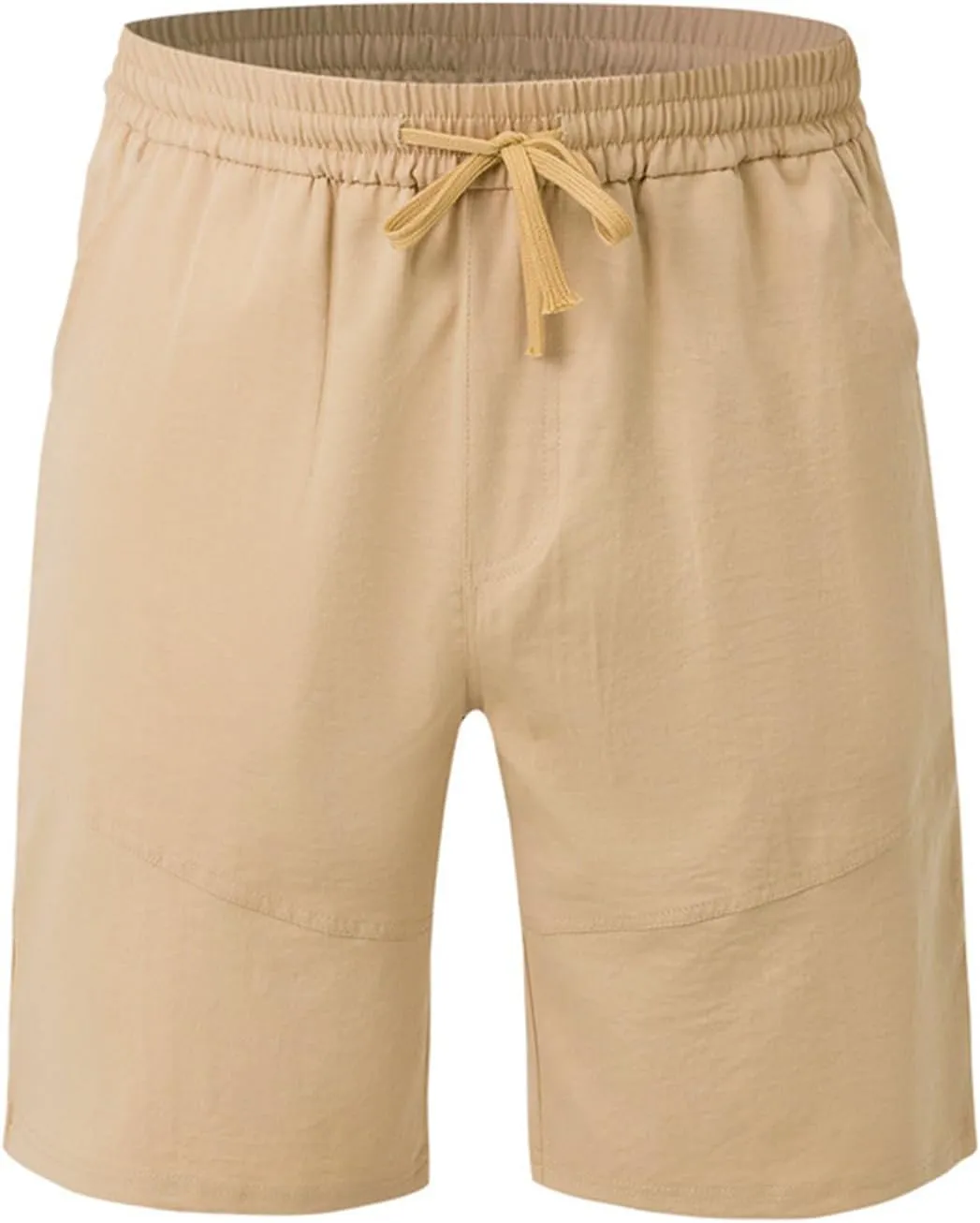 Men's Twill Beach Shorts Elastic Drawstring Thin Shorts Relaxed Fit Solid Color Pants Summer Breathable Casual Pants