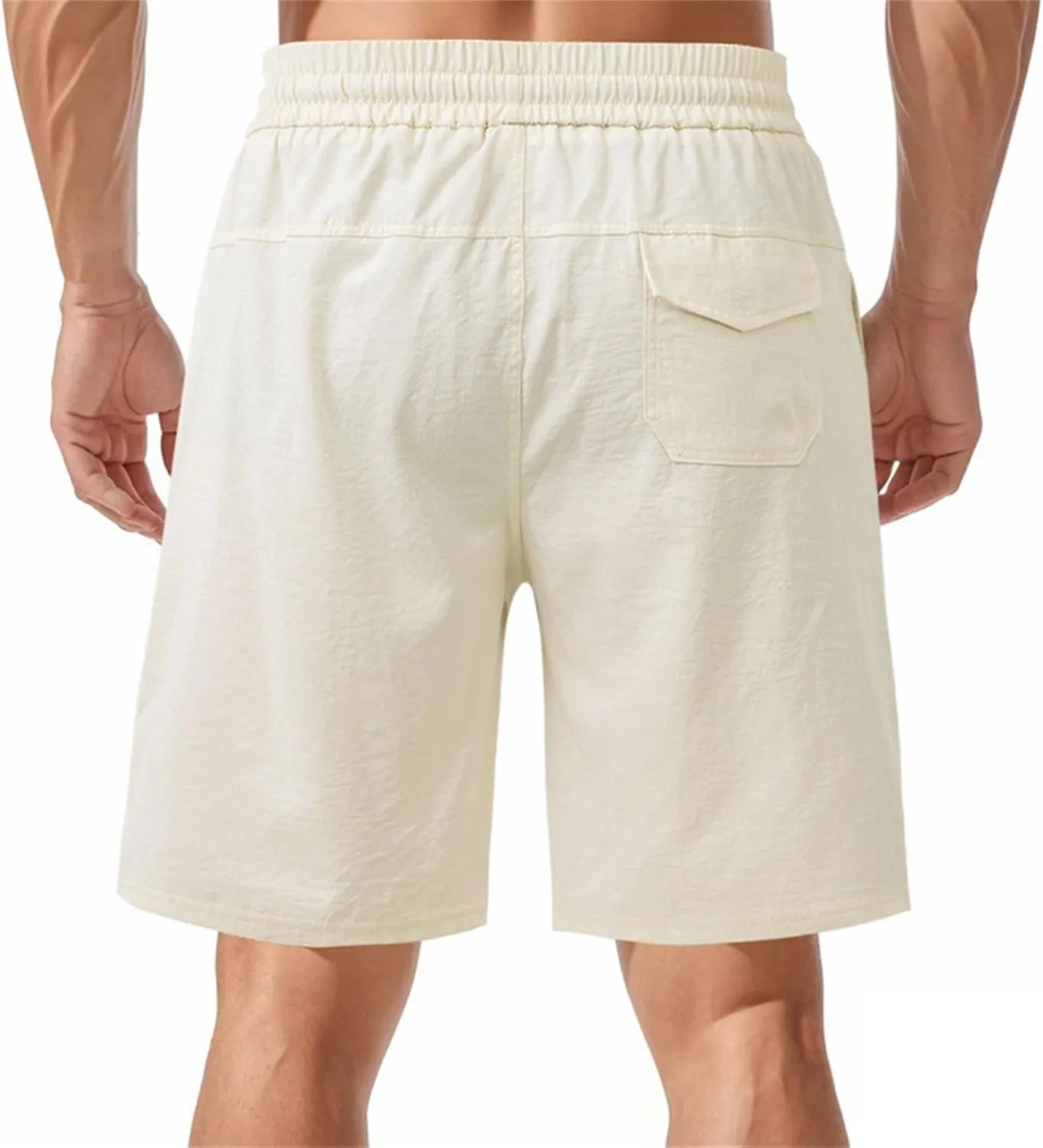 Men's Twill Beach Shorts Elastic Drawstring Thin Shorts Relaxed Fit Solid Color Pants Summer Breathable Casual Pants