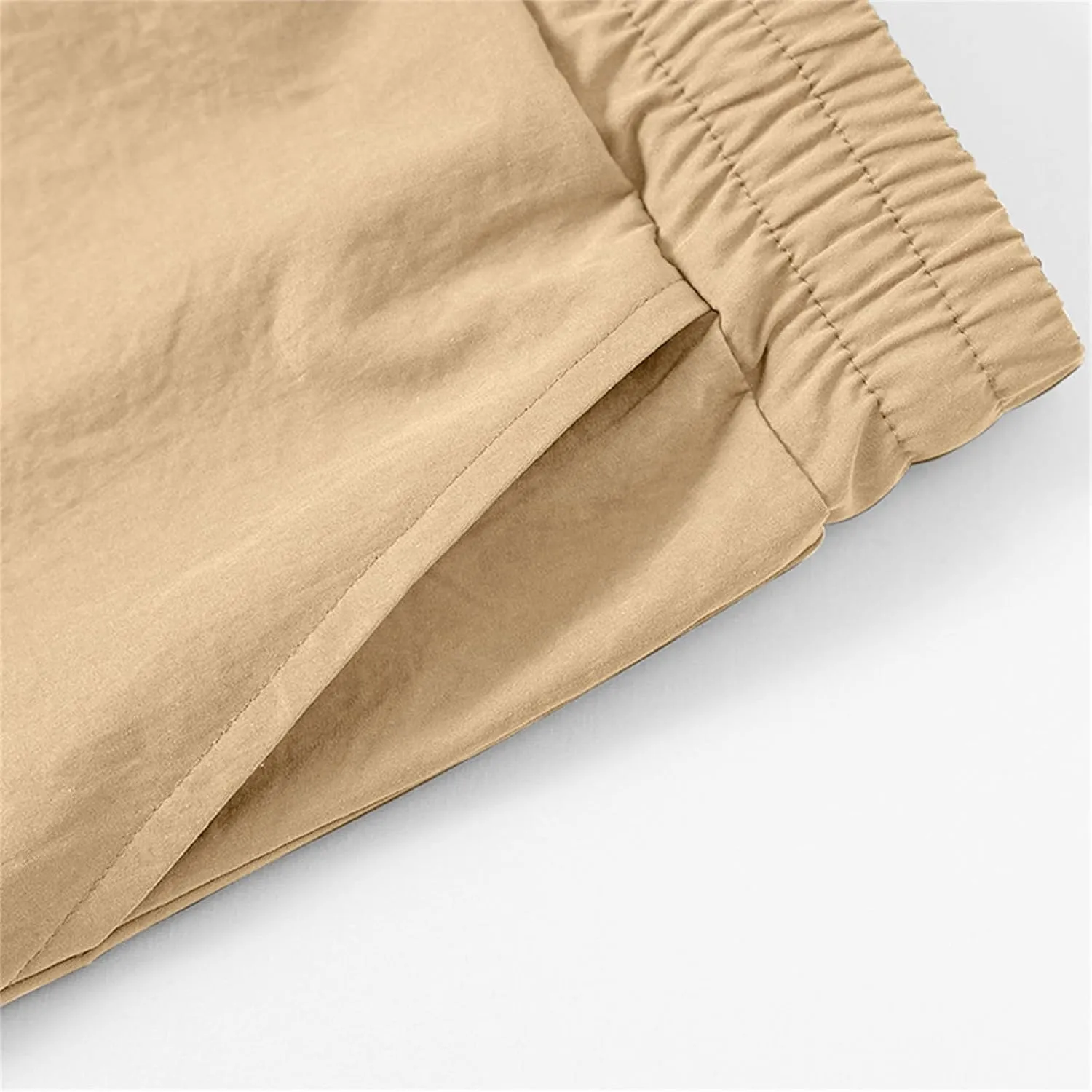 Men's Twill Beach Shorts Elastic Drawstring Thin Shorts Relaxed Fit Solid Color Pants Summer Breathable Casual Pants