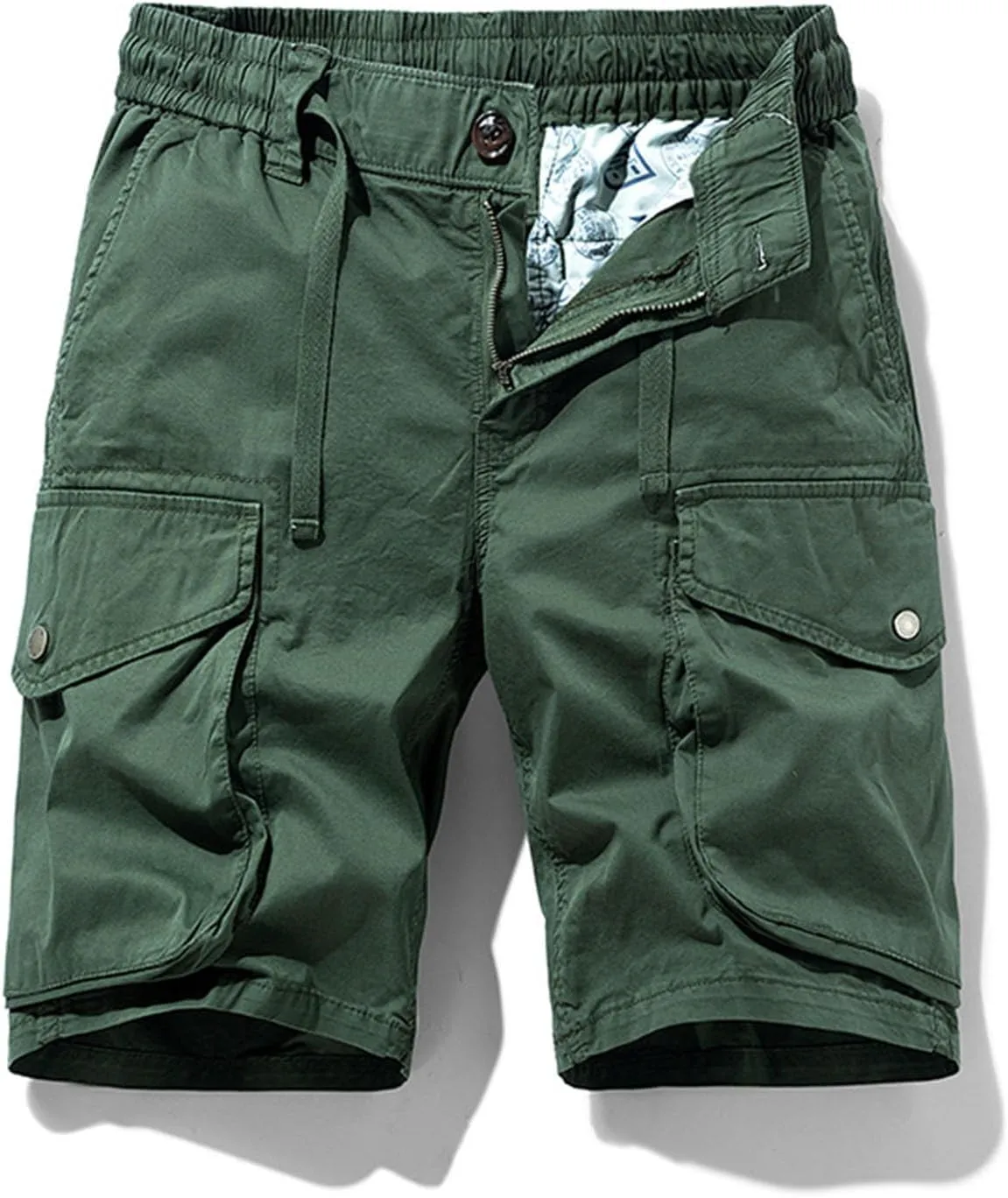 Mens Twill Cargo Shorts Casual Relaxed Fit Stretch Waist Work Shorts Outdoor Hiking Travel Athletic Pants with Pocket