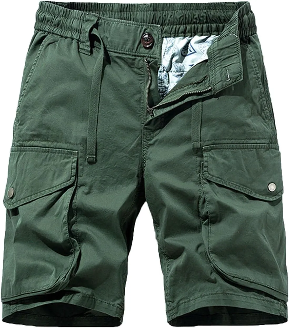 Mens Twill Cargo Shorts Casual Relaxed Fit Stretch Waist Work Shorts Outdoor Hiking Travel Athletic Pants with Pocket