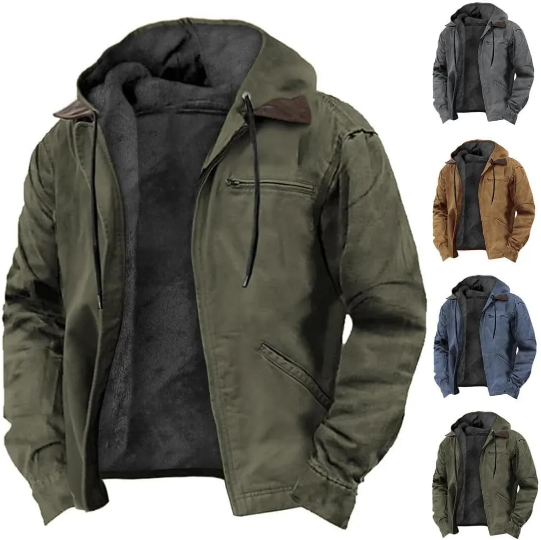 Mens Winter Jackets Fleece Lined Sherpa Full Zip Up Hoodies Heavyweight Fashion Casual Warm Thick Coats with Pockets