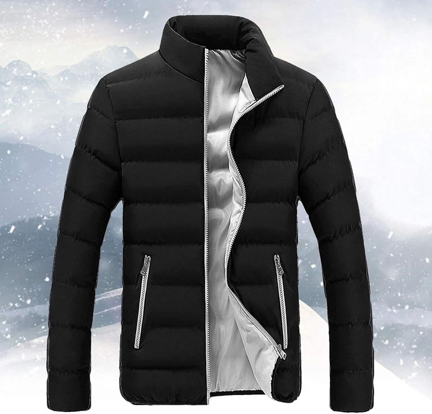 Men's Winter Jackets Lightweight Puffer Quilted Jacket Zip up Padded Coat Packable Down Jacket Insulated Jacket