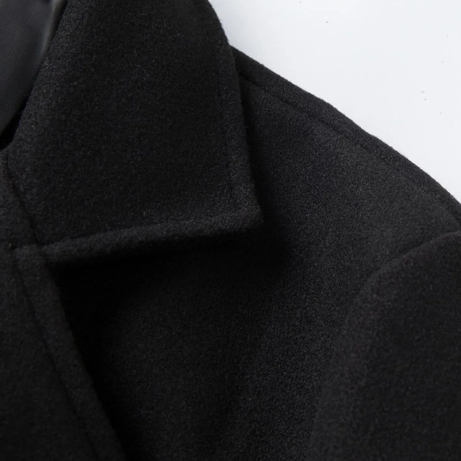 Men's Winter Wool Coats Notch Lapel Double Breasted Long Trench Coat Casual Slim Fit Business Warm Overcoat Peacoat