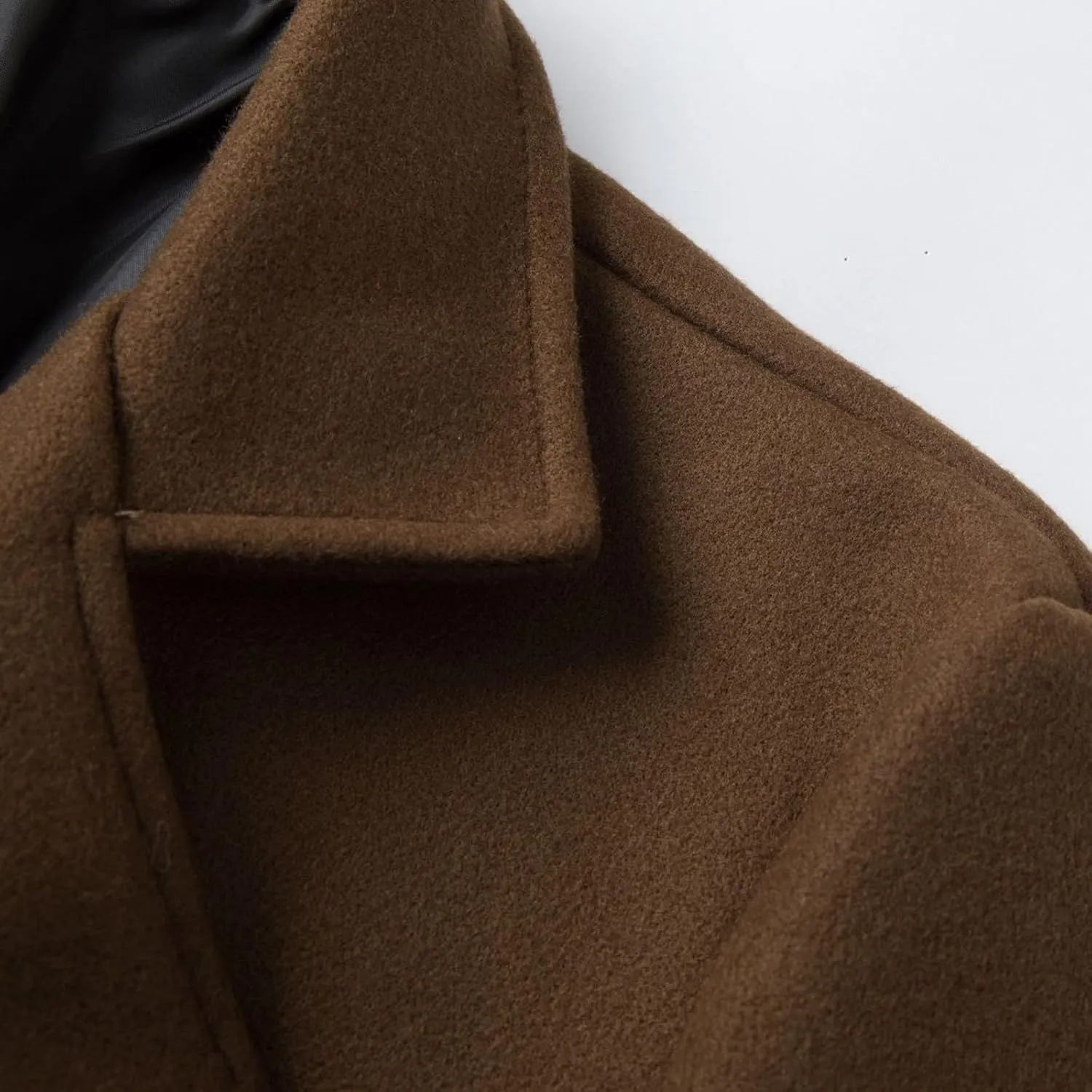 Men's Winter Wool Coats Notch Lapel Double Breasted Long Trench Coat Casual Slim Fit Business Warm Overcoat Peacoat