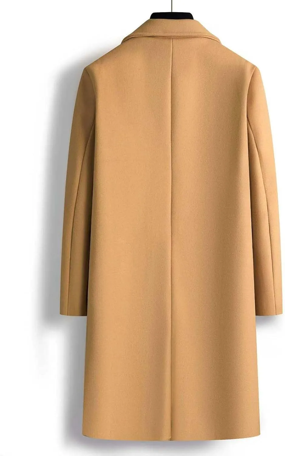 Men's Winter Wool Coats Notch Lapel Double Breasted Long Trench Coat Casual Slim Fit Business Warm Overcoat Peacoat