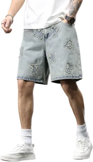 Mens Womens Jorts Baggy Loose Fit Jean Shorts Wide Leg Denim Shorts Strings Y2k Summer Shorts