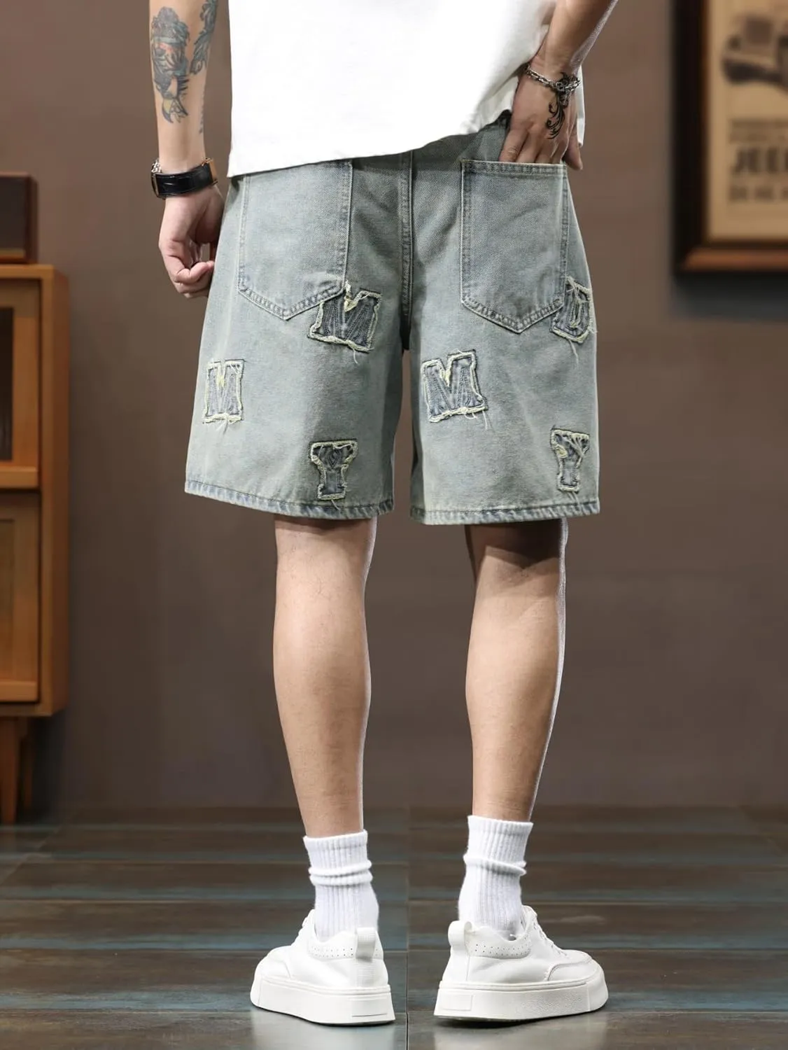 Mens Womens Jorts Baggy Loose Fit Jean Shorts Wide Leg Denim Shorts Strings Y2k Summer Shorts