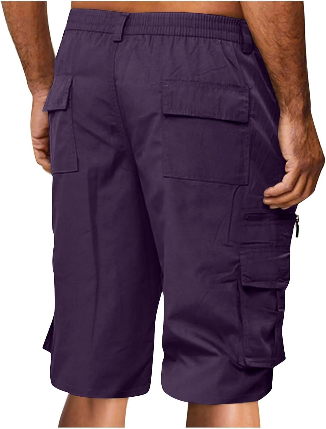 Muscularfit Mens Cargo Shorts Button Down Elastic Waist Shorts with Multi Pockets Relaxed Fit Summer Outdoor Fashion Shorts
