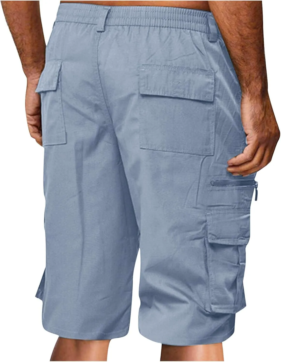 Muscularfit Mens Cargo Shorts Button Down Elastic Waist Shorts with Multi Pockets Relaxed Fit Summer Outdoor Fashion Shorts