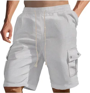 Muscularfit Mens Casual Shorts Relaxed Fit Breathable Summer Athletic Shorts Elastic Waist Work Short with Multi Pockets