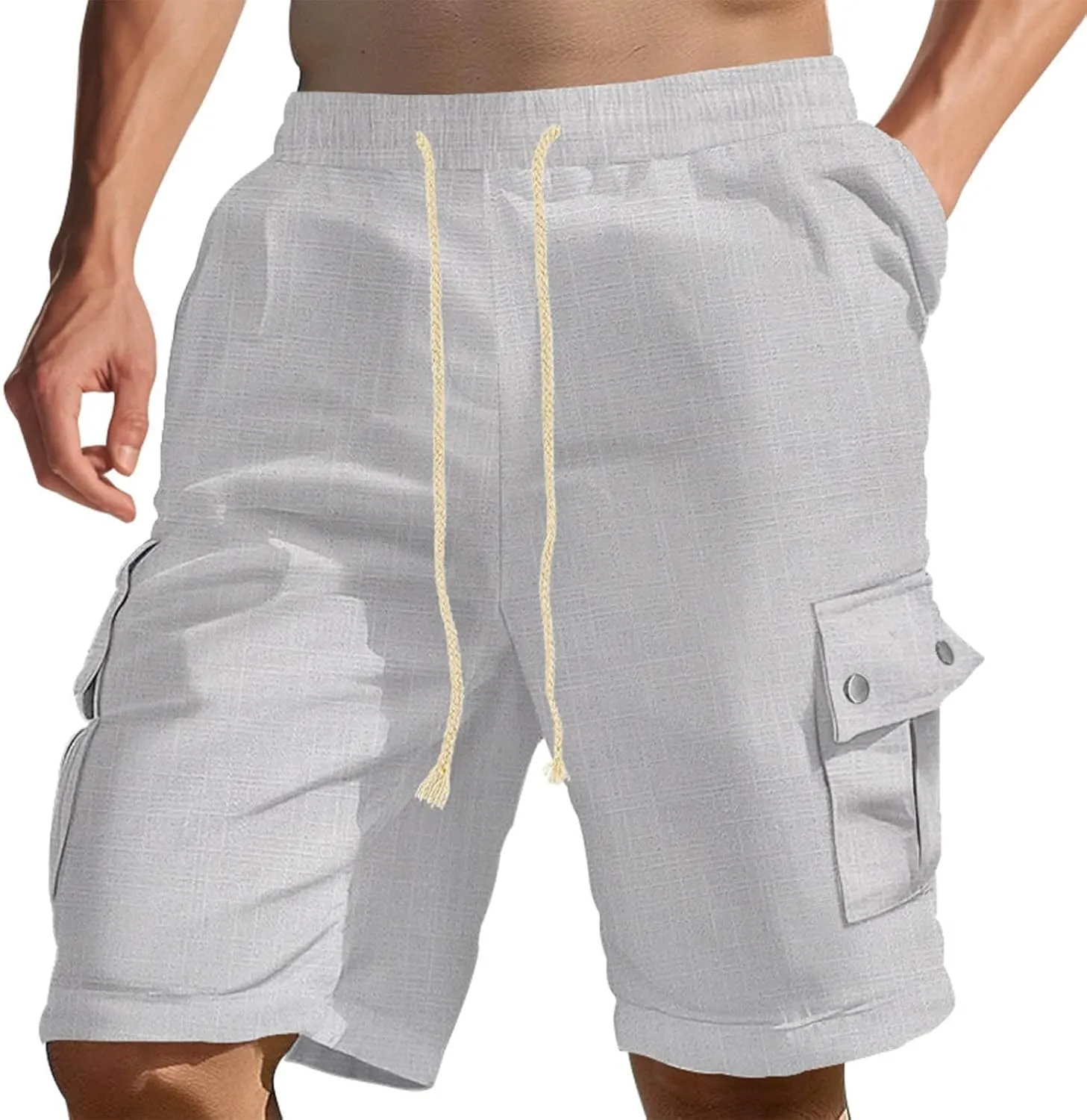 Muscularfit Mens Casual Shorts Relaxed Fit Breathable Summer Athletic Shorts Elastic Waist Work Short with Multi Pockets