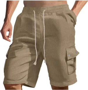 Muscularfit Mens Casual Shorts Relaxed Fit Breathable Summer Athletic Shorts Elastic Waist Work Short with Multi Pockets