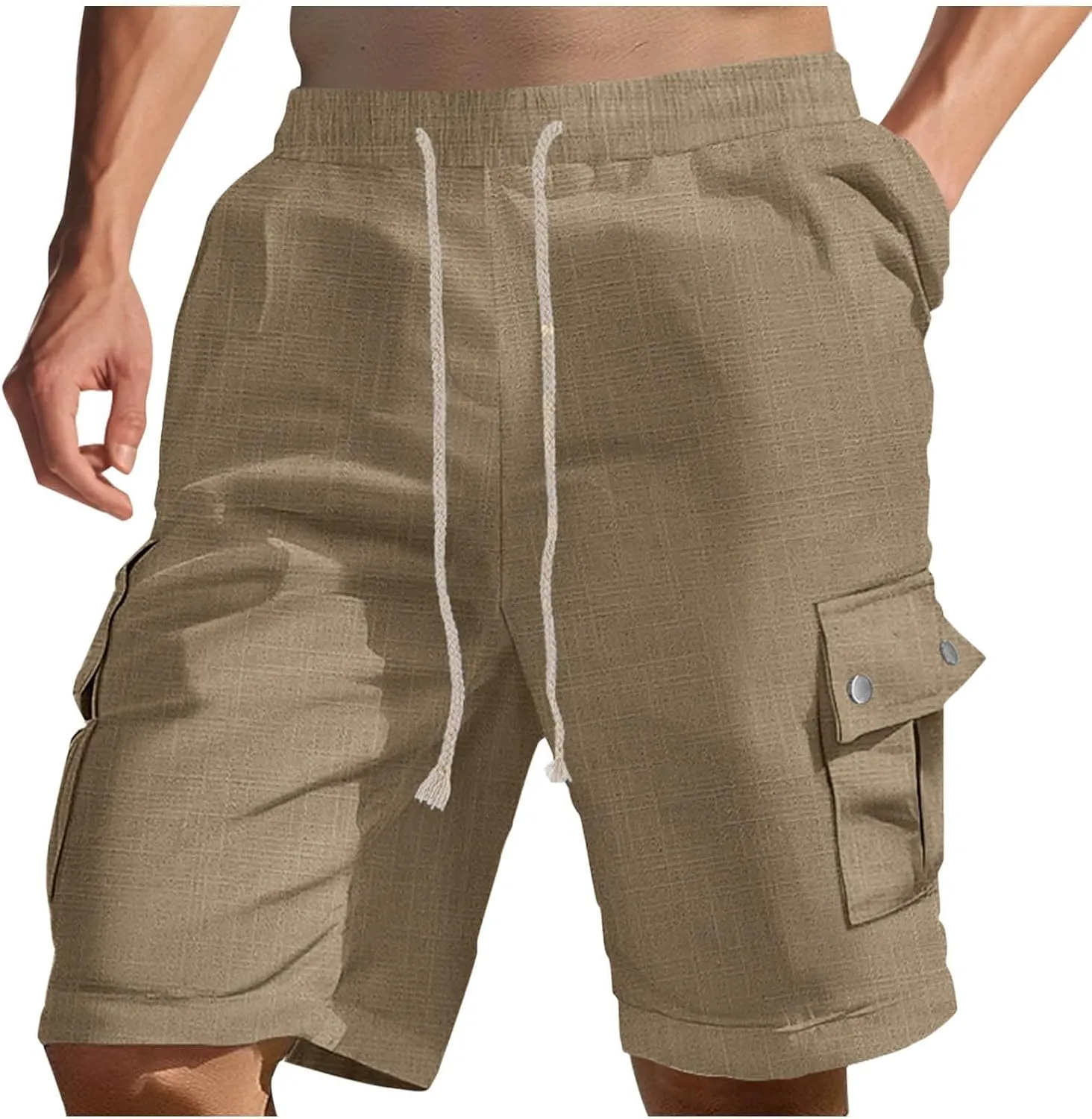Muscularfit Mens Casual Shorts Relaxed Fit Breathable Summer Athletic Shorts Elastic Waist Work Short with Multi Pockets
