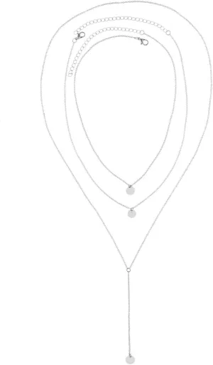 Necklaces for Wedding, Cute Necklaces Layers Silver Alloy Sequins50CM Jewelry for Women Women Necklace