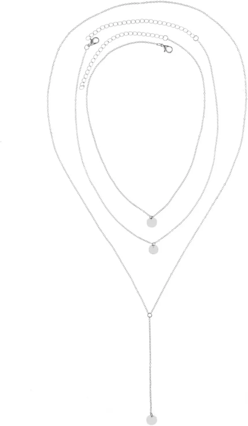Necklaces for Wedding, Cute Necklaces Layers Silver Alloy Sequins50CM Jewelry for Women Women Necklace