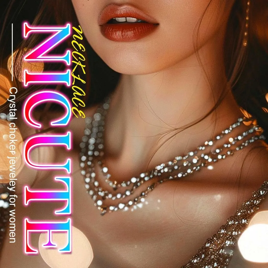 Nicute Rhinestone Y-Necklaces Crystal Long Choker Chain Party Choker Necklaces Jewelry for Women
