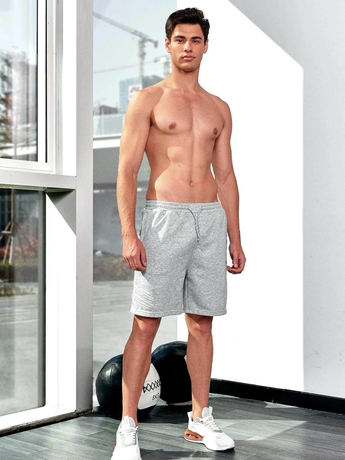 NORTHYARD Men's Athletic Running Shorts Cotton Casual Shorts with Zipper Pockets 7" Workout Gym Sweat Shorts