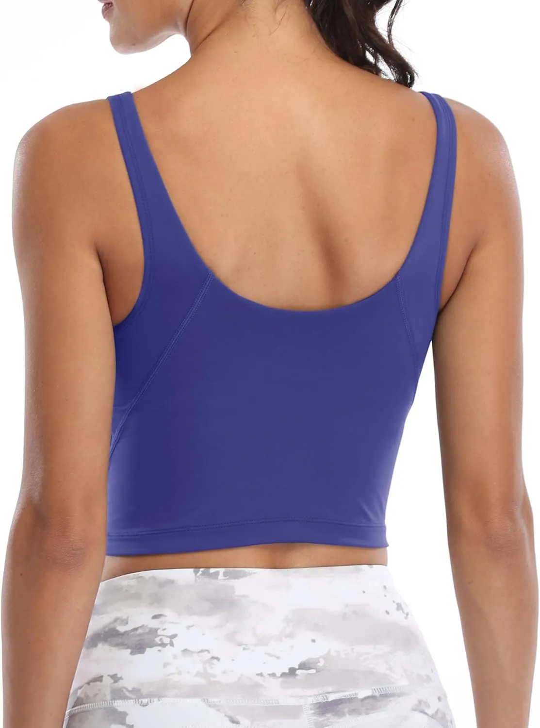 Oalka Sports Bra Womens Longline Padded Crop Tank Yoga Bras Workout Fitness Top