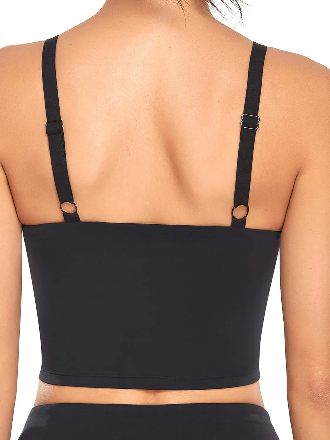 Oalka Sports Bra Womens Longline Padded Crop Tank Yoga Bras Workout Fitness Top