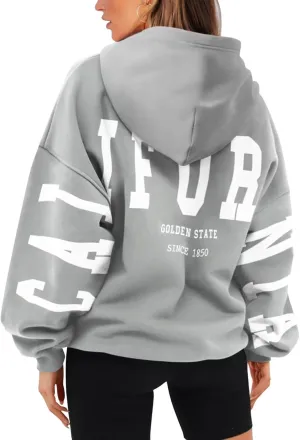 ORANDESIGNE Womens Letter Print Hoodies Fleece Graphic Sweatshirts Long Sleeve Pullover Sweaters with Pocket