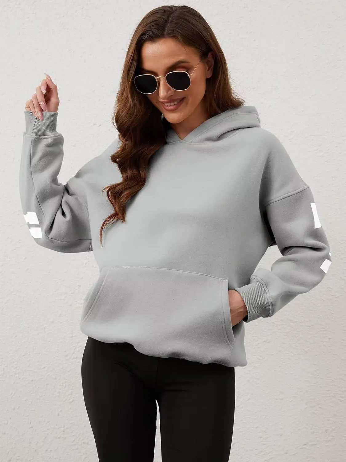 ORANDESIGNE Womens Letter Print Hoodies Fleece Graphic Sweatshirts Long Sleeve Pullover Sweaters with Pocket