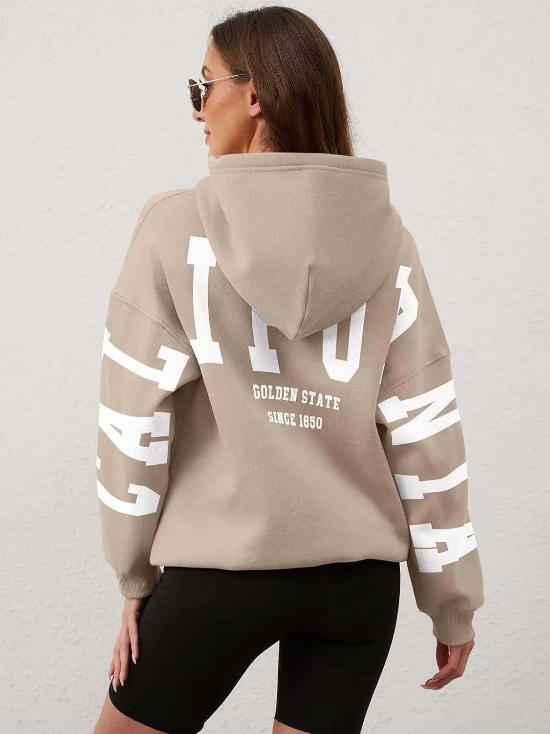 ORANDESIGNE Womens Letter Print Hoodies Fleece Graphic Sweatshirts Long Sleeve Pullover Sweaters with Pocket