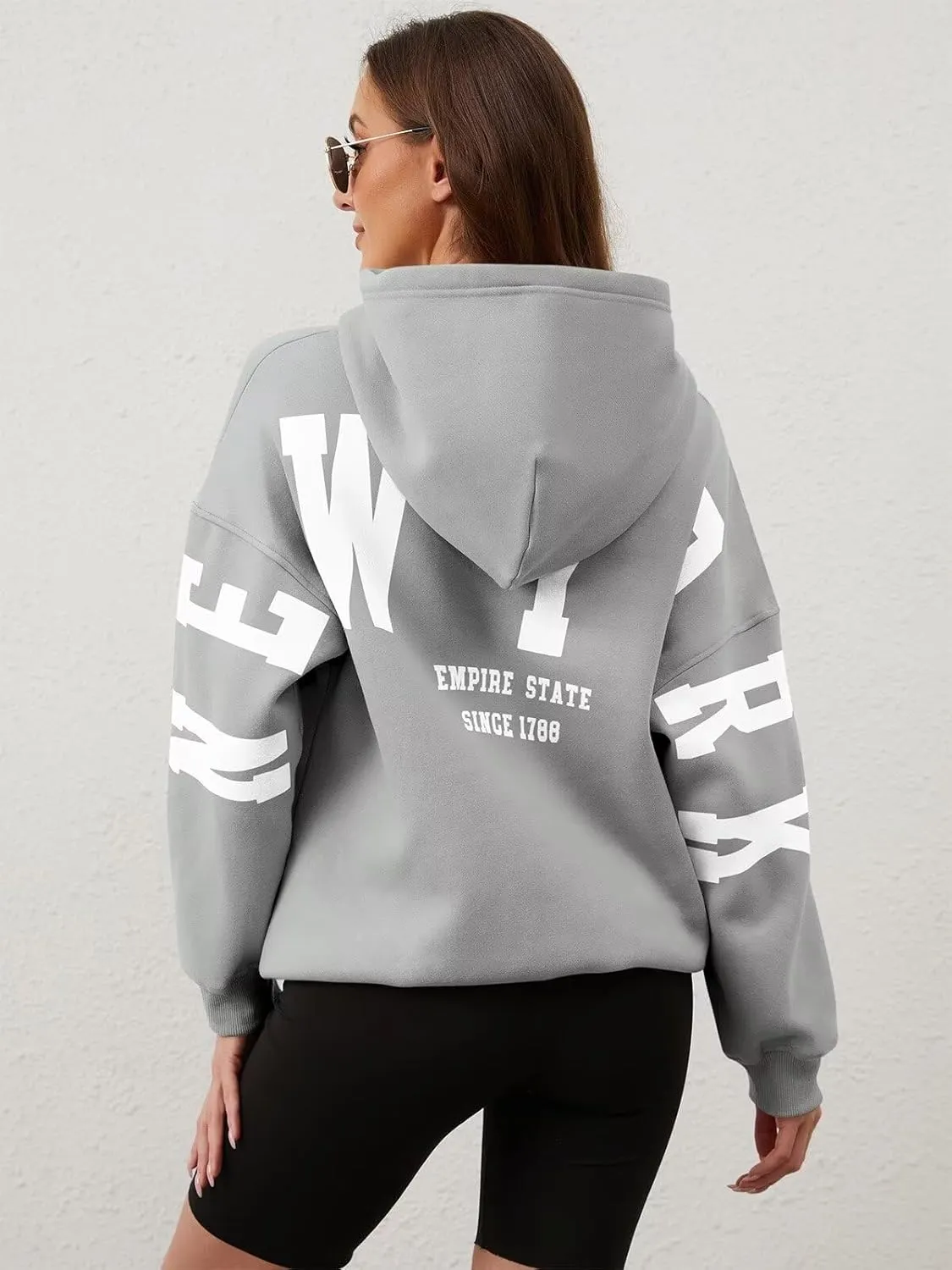 ORANDESIGNE Womens Letter Print Hoodies Fleece Graphic Sweatshirts Long Sleeve Pullover Sweaters with Pocket