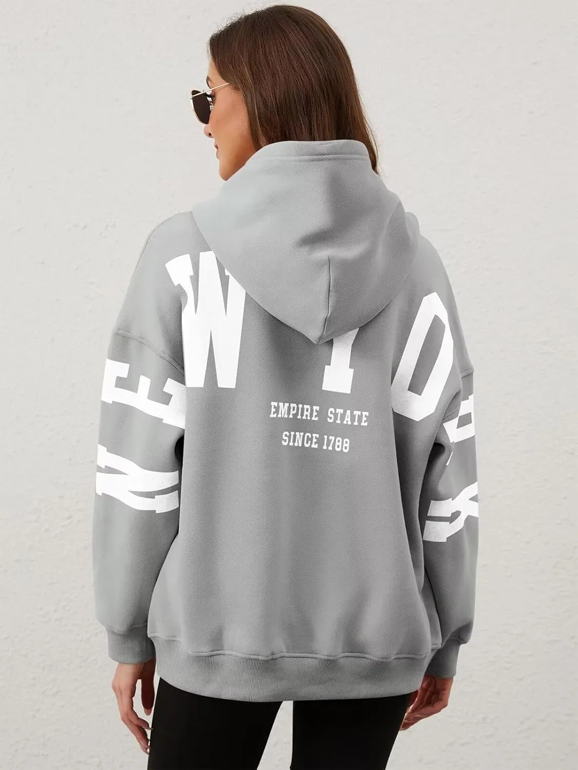 ORANDESIGNE Womens Letter Print Hoodies Fleece Graphic Sweatshirts Long Sleeve Pullover Sweaters with Pocket