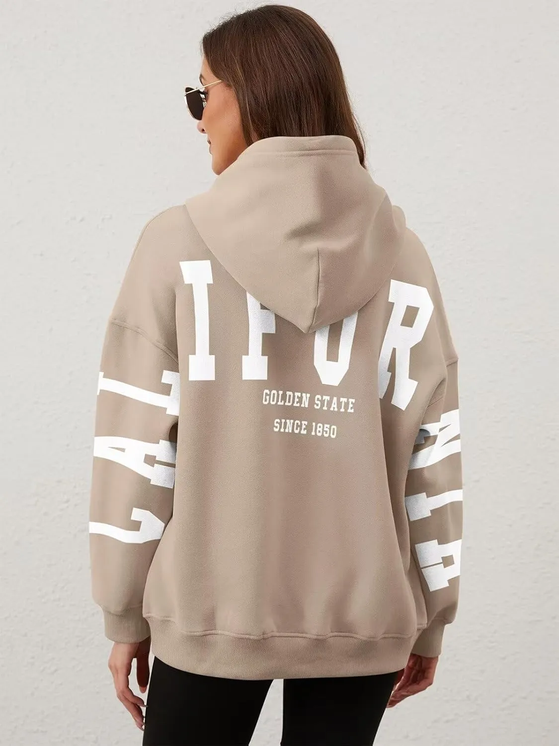ORANDESIGNE Womens Letter Print Hoodies Fleece Graphic Sweatshirts Long Sleeve Pullover Sweaters with Pocket