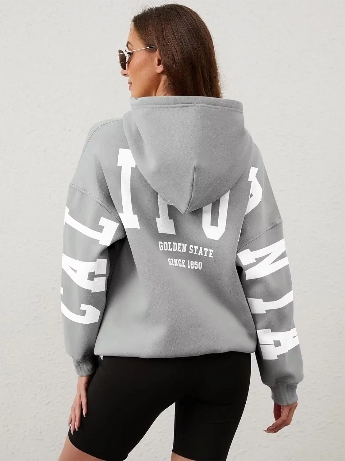 ORANDESIGNE Womens Letter Print Hoodies Fleece Graphic Sweatshirts Long Sleeve Pullover Sweaters with Pocket