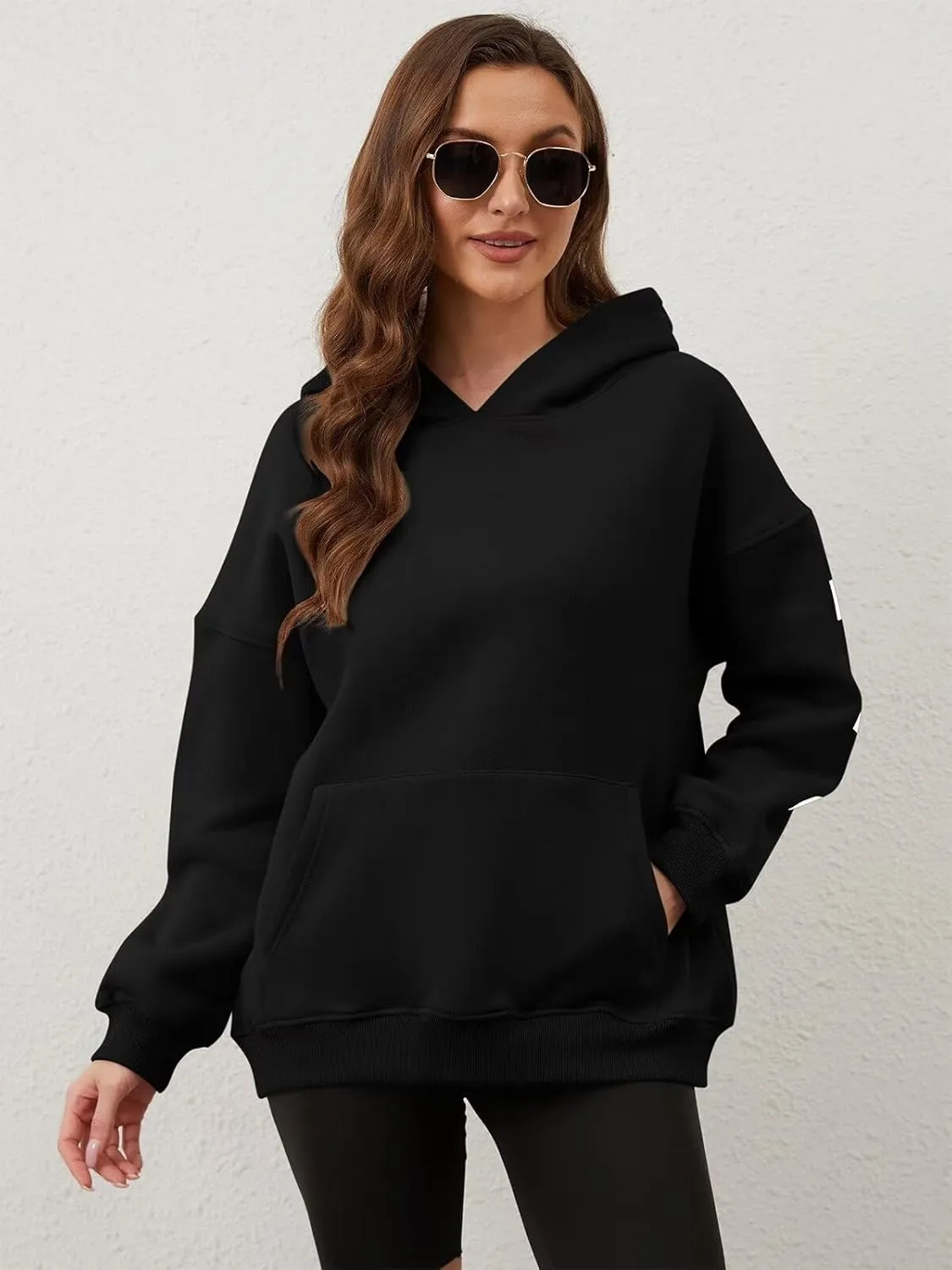 ORANDESIGNE Womens Letter Print Hoodies Fleece Graphic Sweatshirts Long Sleeve Pullover Sweaters with Pocket