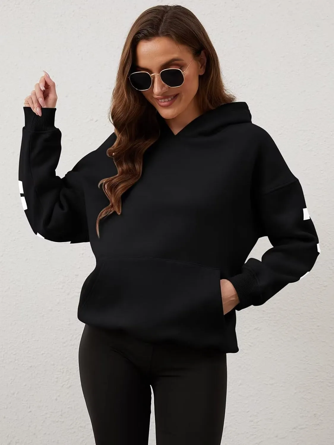 ORANDESIGNE Womens Letter Print Hoodies Fleece Graphic Sweatshirts Long Sleeve Pullover Sweaters with Pocket