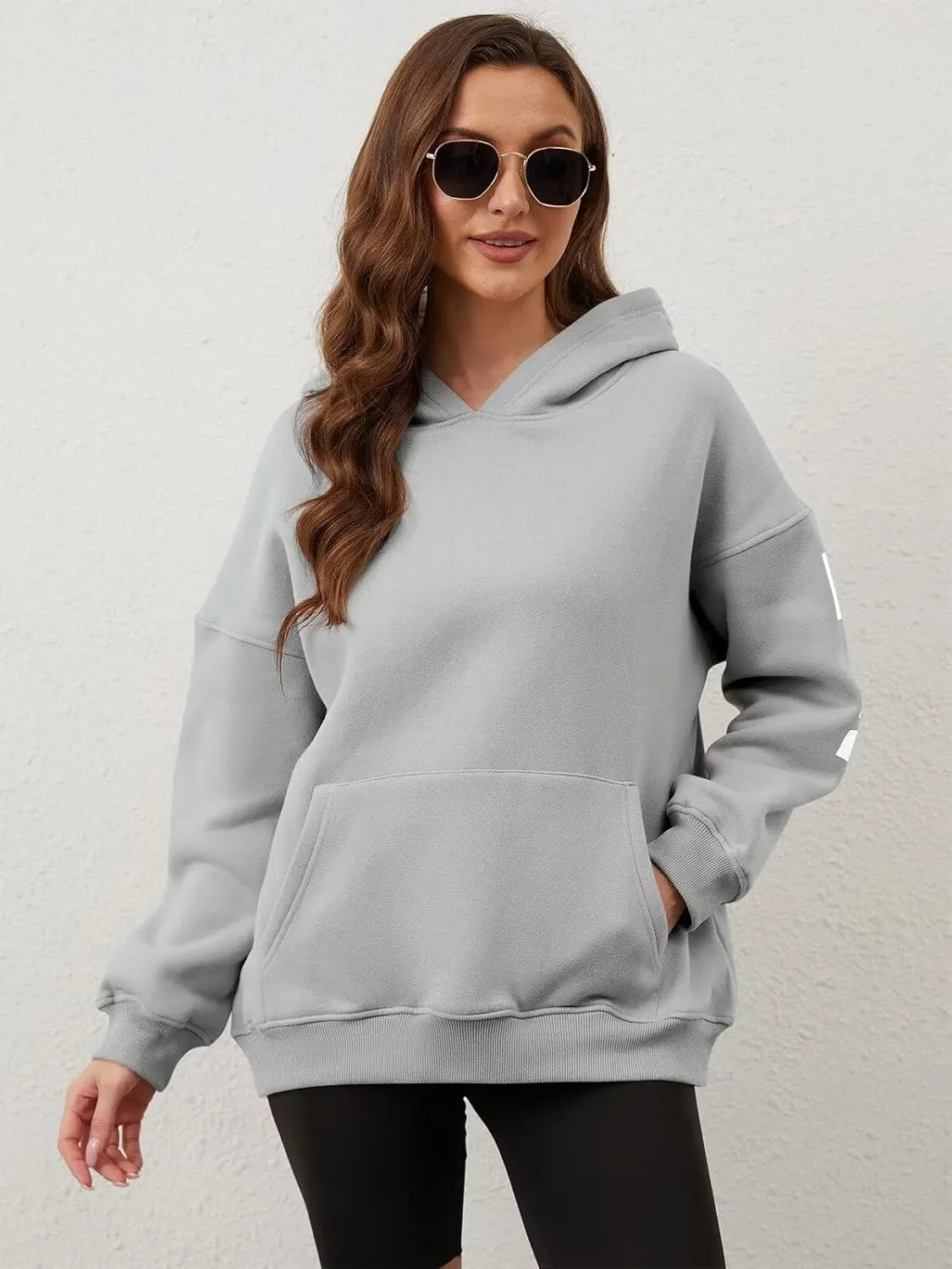 ORANDESIGNE Womens Letter Print Hoodies Fleece Graphic Sweatshirts Long Sleeve Pullover Sweaters with Pocket