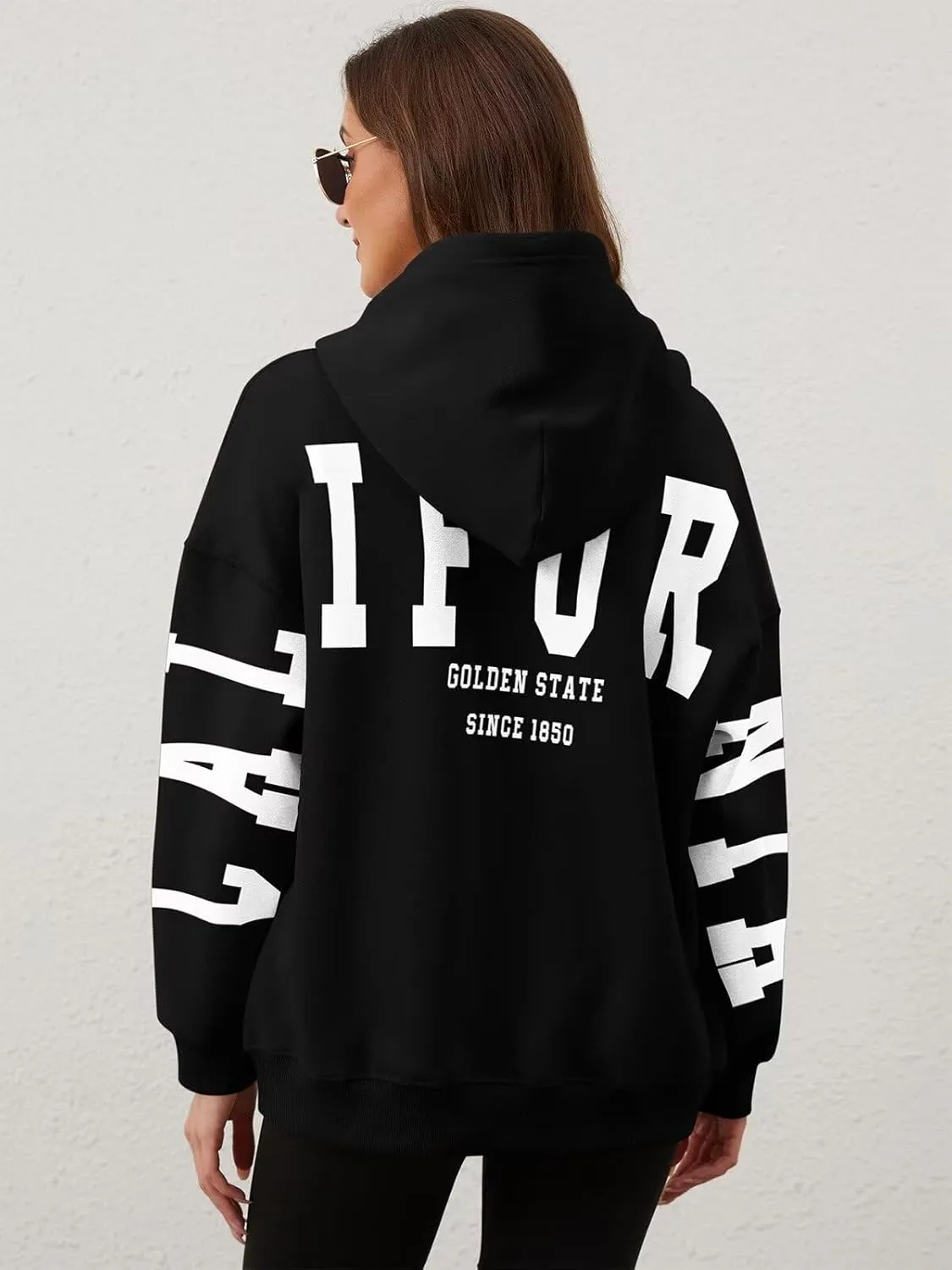 ORANDESIGNE Womens Letter Print Hoodies Fleece Graphic Sweatshirts Long Sleeve Pullover Sweaters with Pocket
